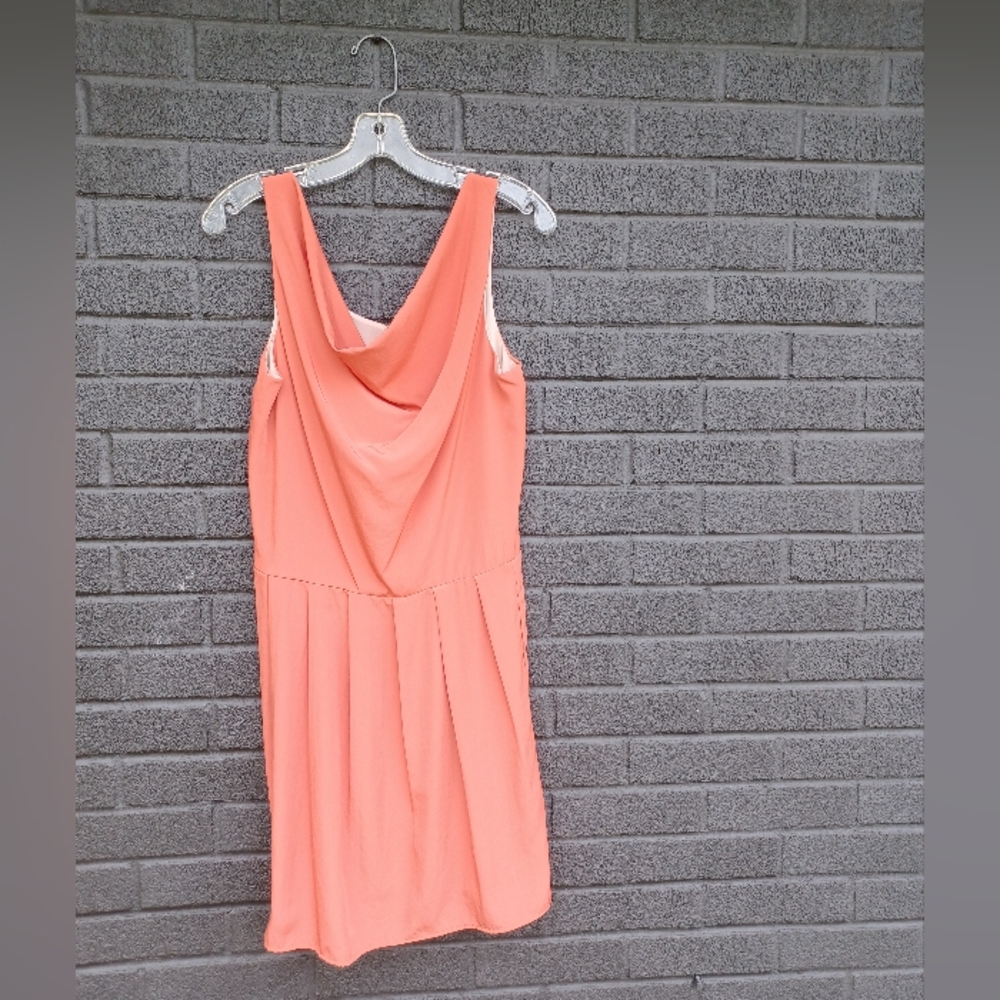 GLAM Coral-colored Sleeveless Midi Dress (Size: Medium)